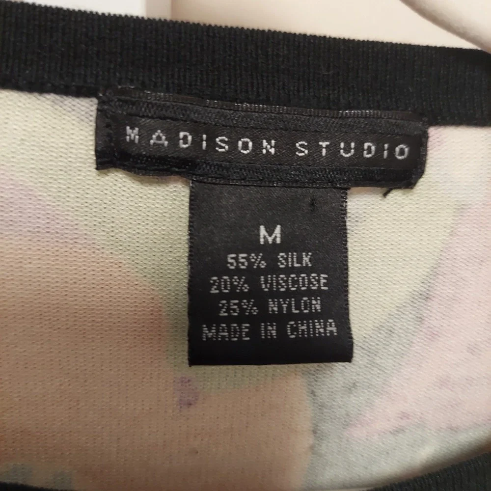 Madison Studio Womens Silk Blend Floral Psychedelic Long Sleeve Knit Top Multi M